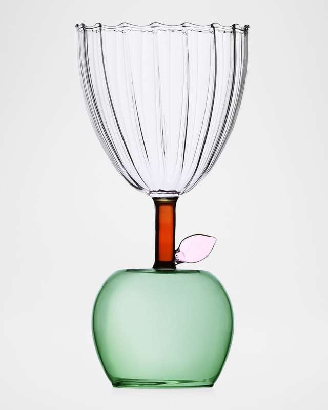 Fruits & Flowers Stemmed Apple Glass, 9.5 oz